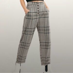 Free People Black and White Plaid Cropped Pants